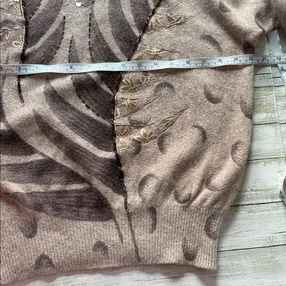 Aphrodite Embroidered Taupe Patterned Sweater - Picture 6 of 10